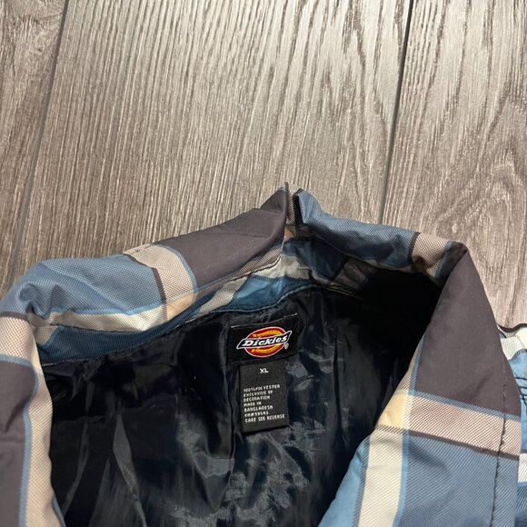 Dickies Quilted Lined Plaid Shacket Jacket Snap Button XL Blue‎ Workwear - Picture 4 of 8